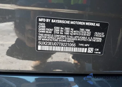 2026 BMW X5 xDrive40I from USA, damaged, VIN 5UX23EU07T9221066